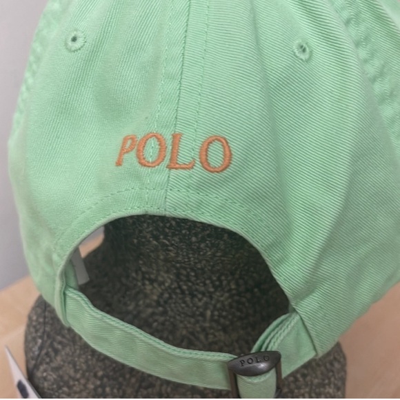 Polo Chino Ball Cap - Green w/ Orange Polo Player - Picture 2 of 3